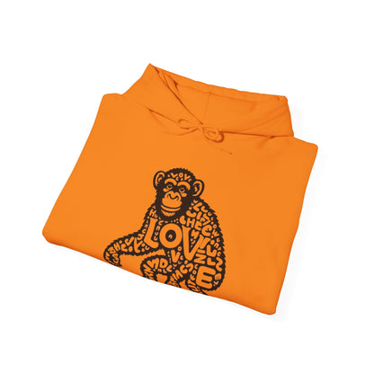 Hooded Sweatshirt Love Monkey Unisex Premium Crewneck, Cosy Comfy Warm Clothing, Perfect Gift for Couples, Valentine's Day Present