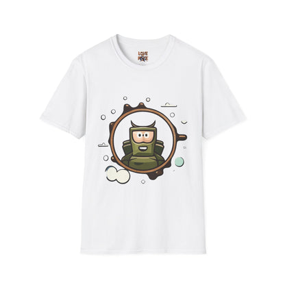 Helmet Explorer Guy Tee - Cool Graphic T-Shirt for Men, Casual Exploration Wear, Great Gift for Travel Enthusiasts
