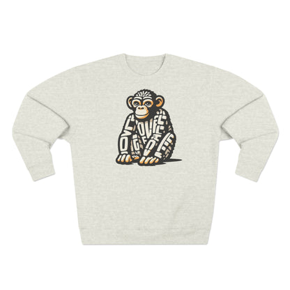 Love Monkey Sweatshirt, Unisex Premium Crewneck, Cosy Casual Wear for Him & Her, Ideal Christmas or Birthday Gift