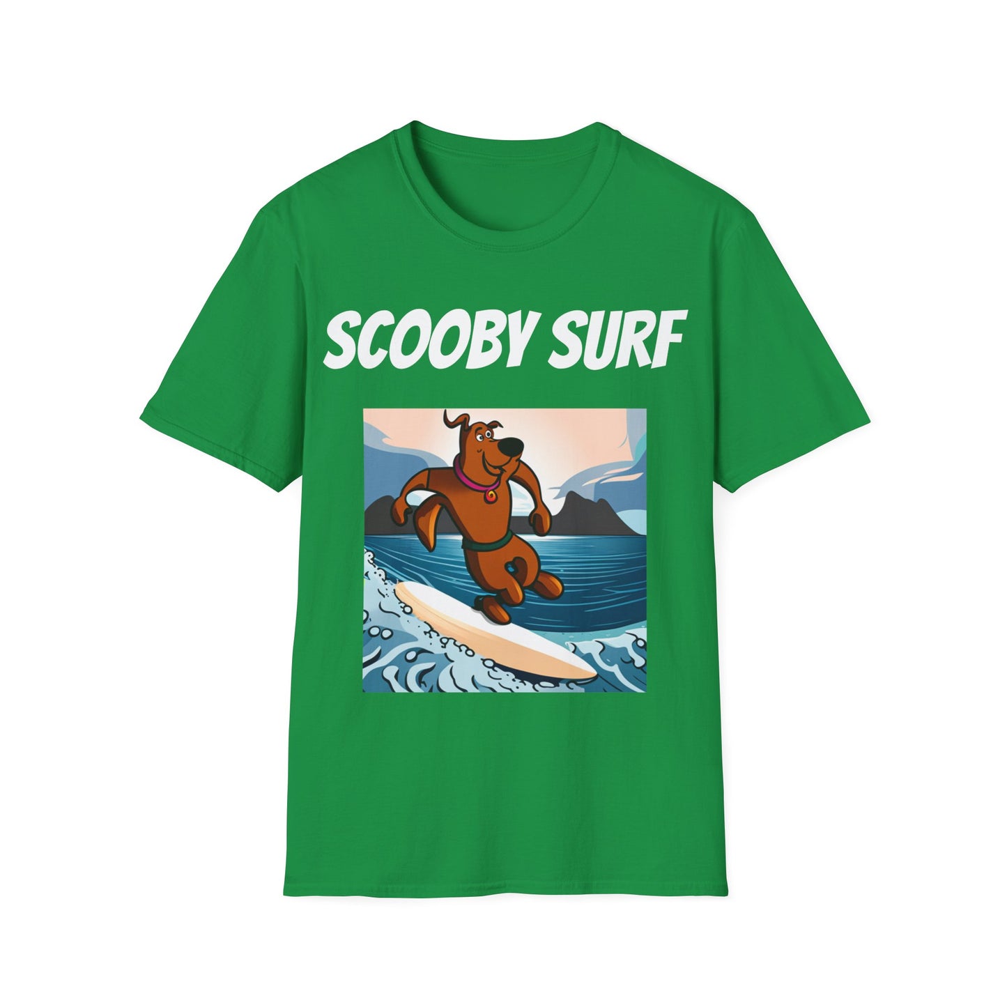 Surfing T-Shirt Scooby Surf - Unisex Softstyle Tee, Perfect for Beach Lovers & Water Sports Enthusiasts, Great Gift Idea