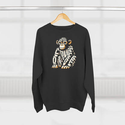 Love Monkey Sweatshirt, Unisex Premium Crewneck, Cosy Casual Wear for Him & Her, Ideal Christmas or Birthday Gift