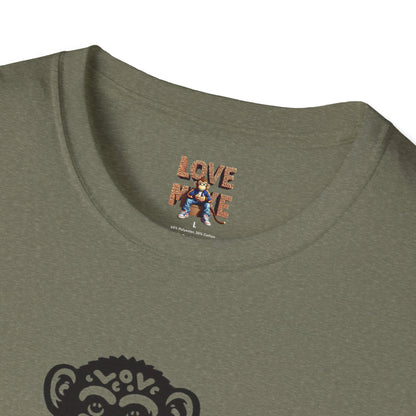 T-shirt with Love Monkey Print, Stylish & Cool Casual Wear, Great for Expressing Personality, Perfect Gift Idea