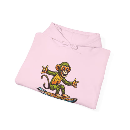 Hoodie Love Monkey Design, Cool Surfer Style Tee, Perfect for Beach Days, Great Gift for Surf Lovers