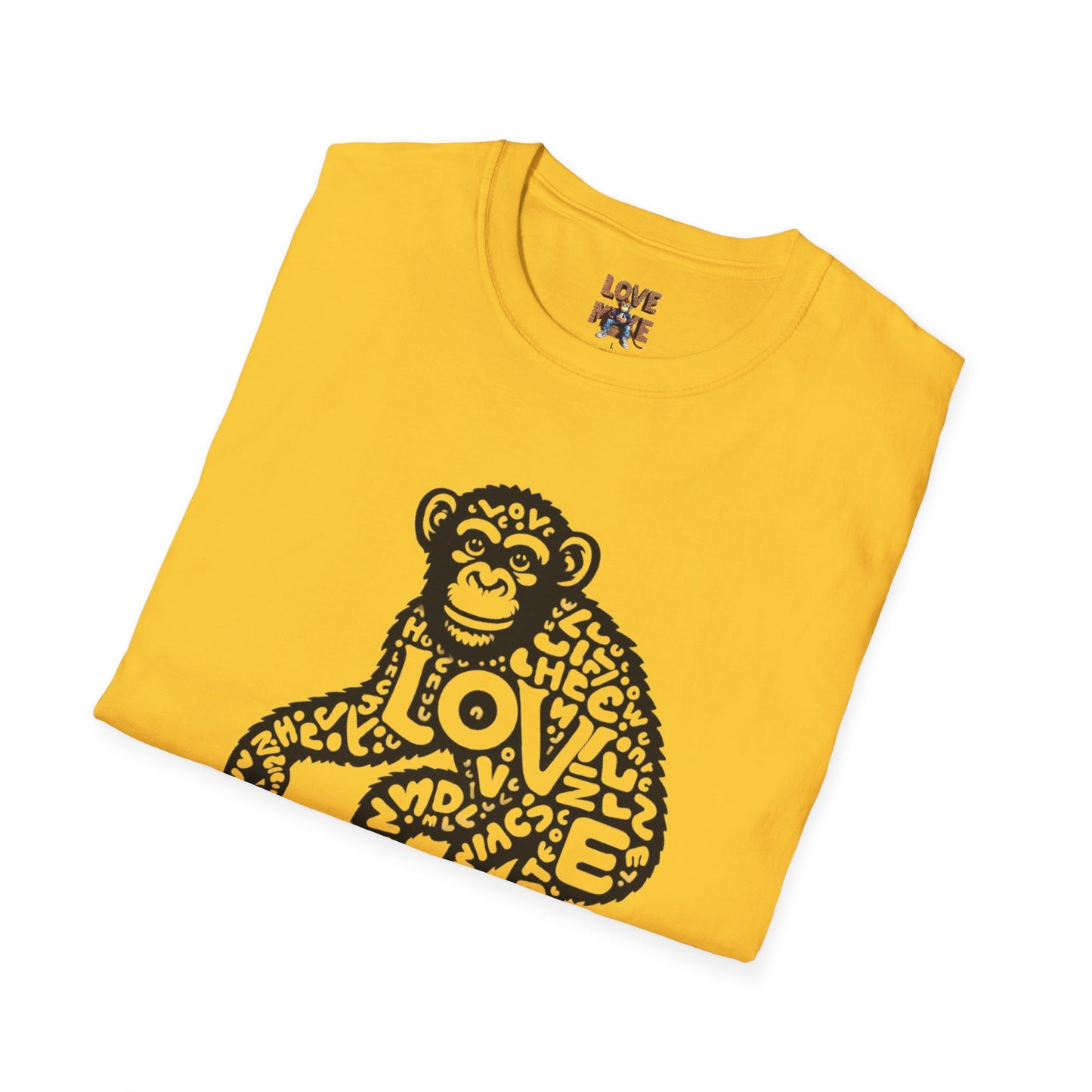T-shirt with Love Monkey Print, Stylish & Cool Casual Wear, Great for Expressing Personality, Perfect Gift Idea