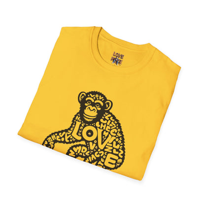 T-shirt with Love Monkey Print, Stylish & Cool Casual Wear, Great for Expressing Personality, Perfect Gift Idea