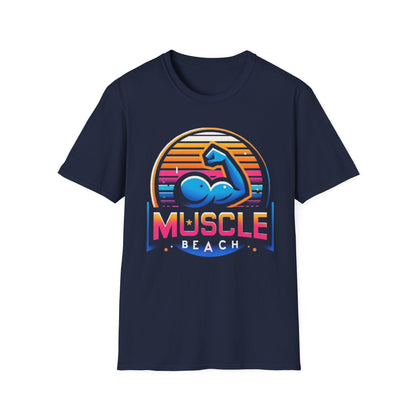 Muscle Beach T-Shirt, Vintage-Inspired Fitness Tee, Perfect for Gym Enthusiasts, Unique Bodybuilding Gift Idea
