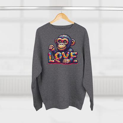 Love Monkey Sweatshirt, Unisex Premium Crewneck, Cozy Casual Wear for Him & Her, Ideal Christmas or Birthday Gift