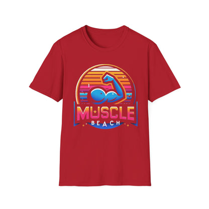 Muscle Beach T-Shirt, Vintage-Inspired Fitness Tee, Perfect for Gym Enthusiasts, Unique Bodybuilding Gift Idea