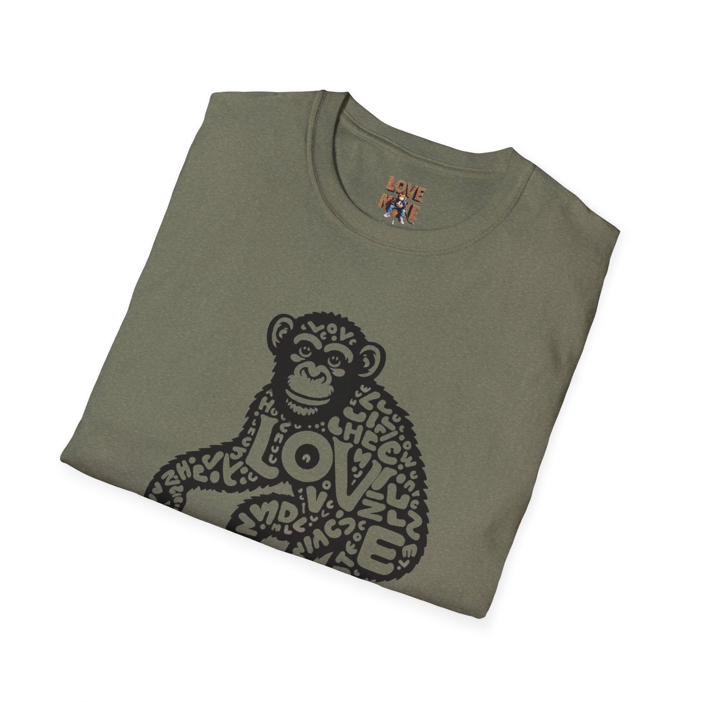 T-shirt with Love Monkey Print, Stylish & Cool Casual Wear, Great for Expressing Personality, Perfect Gift Idea