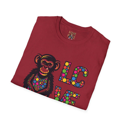 T-Shirt Love Monkey - Unisex Softstyle Casual Wear, Fashionable & Unique Gift for Friends, Family, Birthdays and More
