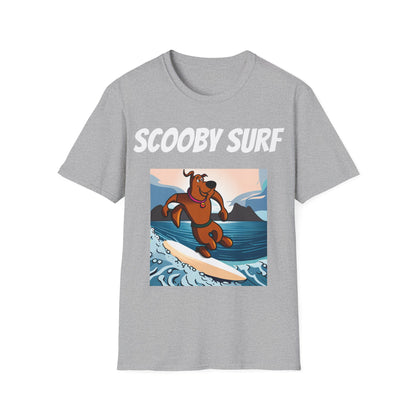Surfing T-Shirt Scooby Surf - Unisex Softstyle Tee, Perfect for Beach Lovers & Water Sports Enthusiasts, Great Gift Idea