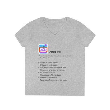 Apple Pie Recipe Top - Ladies' V-Neck T-Shirt