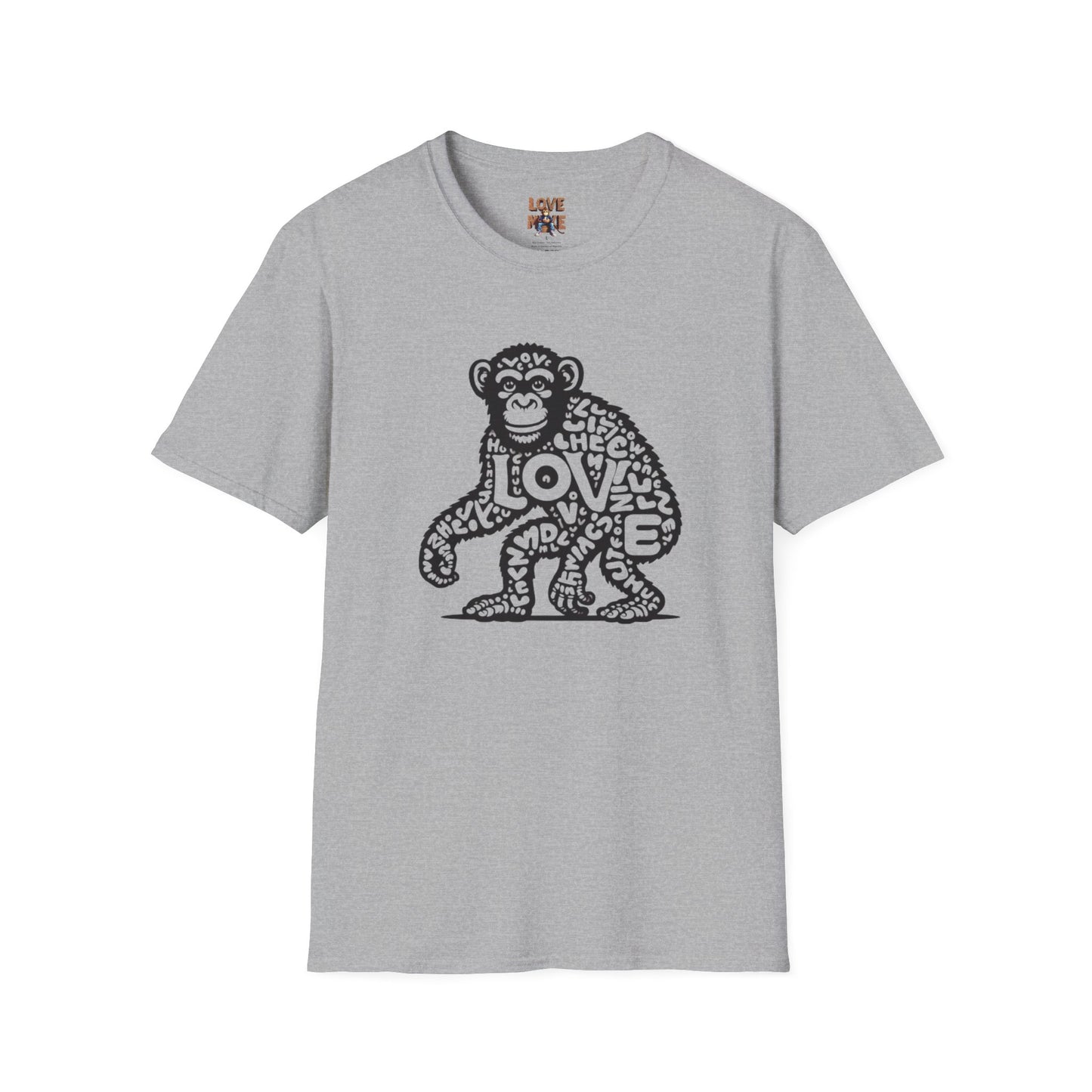 T-shirt with Love Monkey Print, Stylish & Cool Casual Wear, Great for Expressing Personality, Perfect Gift Idea