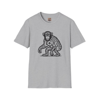 T-shirt with Love Monkey Print, Stylish & Cool Casual Wear, Great for Expressing Personality, Perfect Gift Idea