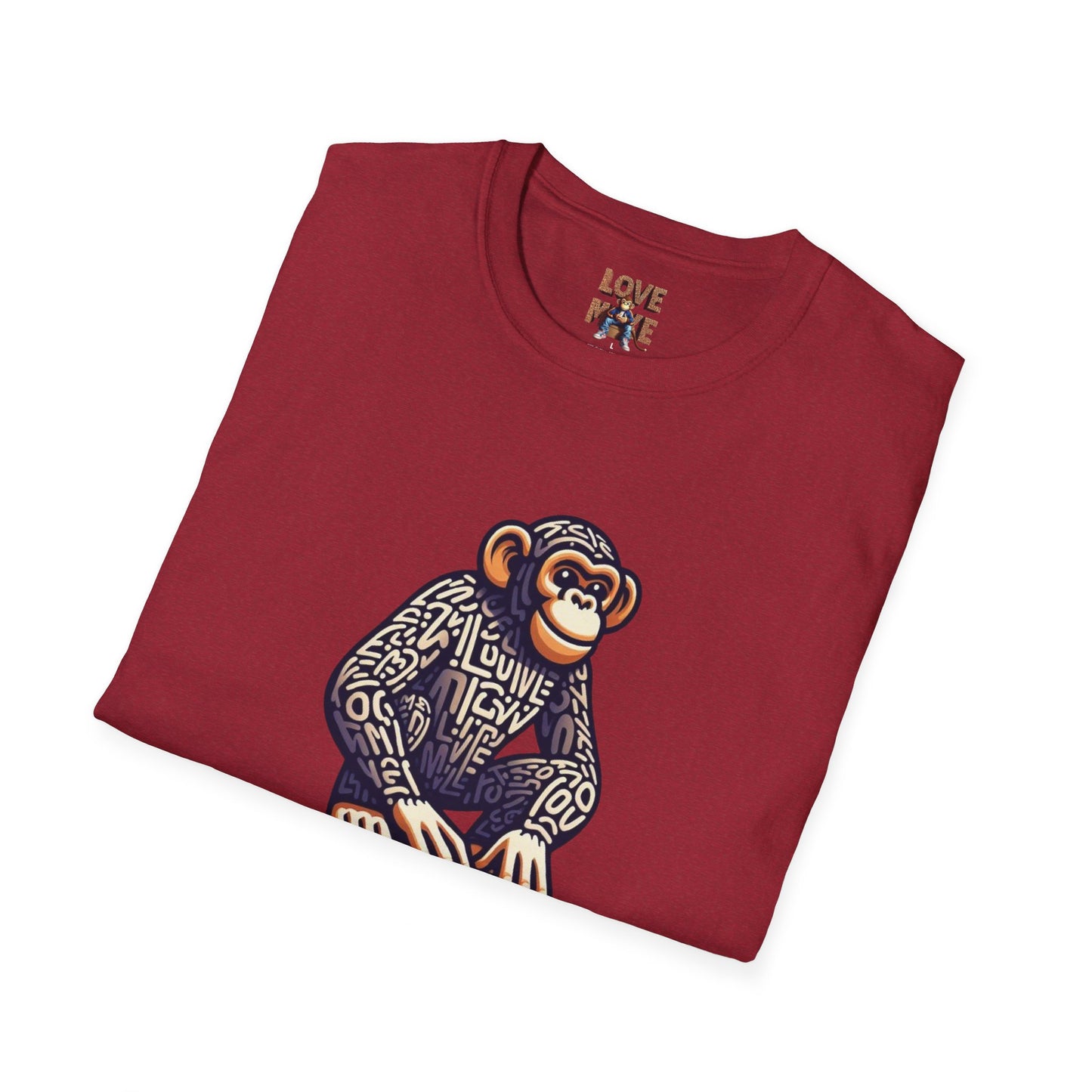 Love Monkey T-Shirt - Unique Designer Graphic Tee, Perfect Casual Wear, Ideal Designer Wear Gift