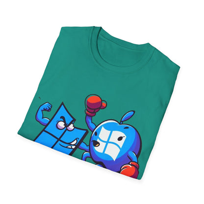 Microsoft Fighting Apple T-Shirt, Geeky Windows vs Mac Tee, Tech Enthusiast Apparel, Unique Gift for Computer Nerds