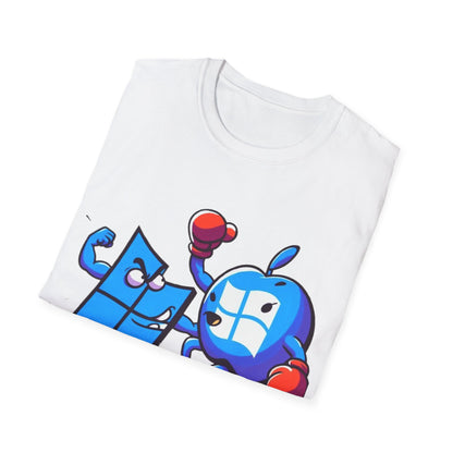 Microsoft Fighting Apple T-Shirt, Geeky Windows vs Mac Tee, Tech Enthusiast Apparel, Unique Gift for Computer Nerds