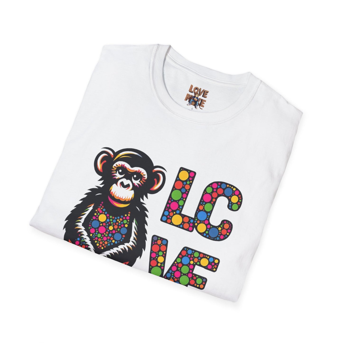 T-Shirt Love Monkey - Unisex Softstyle Casual Wear, Fashionable & Unique Gift for Friends, Family, Birthdays and More