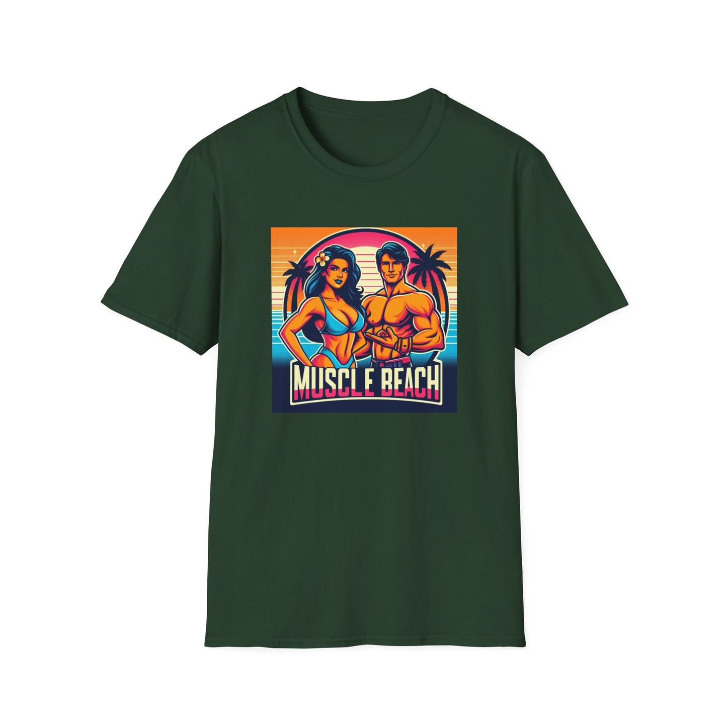 Muscle Beach T-Shirt, Vintage-Inspired Fitness Tee, Perfect for Gym Enthusiasts, Unique Bodybuilding Gift Idea