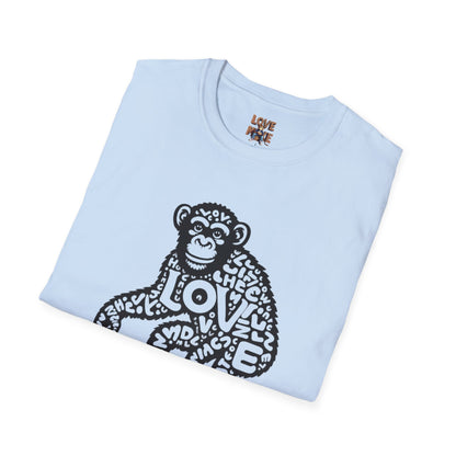 T-shirt with Love Monkey Print, Stylish & Cool Casual Wear, Great for Expressing Personality, Perfect Gift Idea