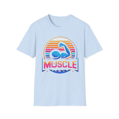 Muscle Beach T-Shirt, Vintage-Inspired Fitness Tee, Perfect for Gym Enthusiasts, Unique Bodybuilding Gift Idea