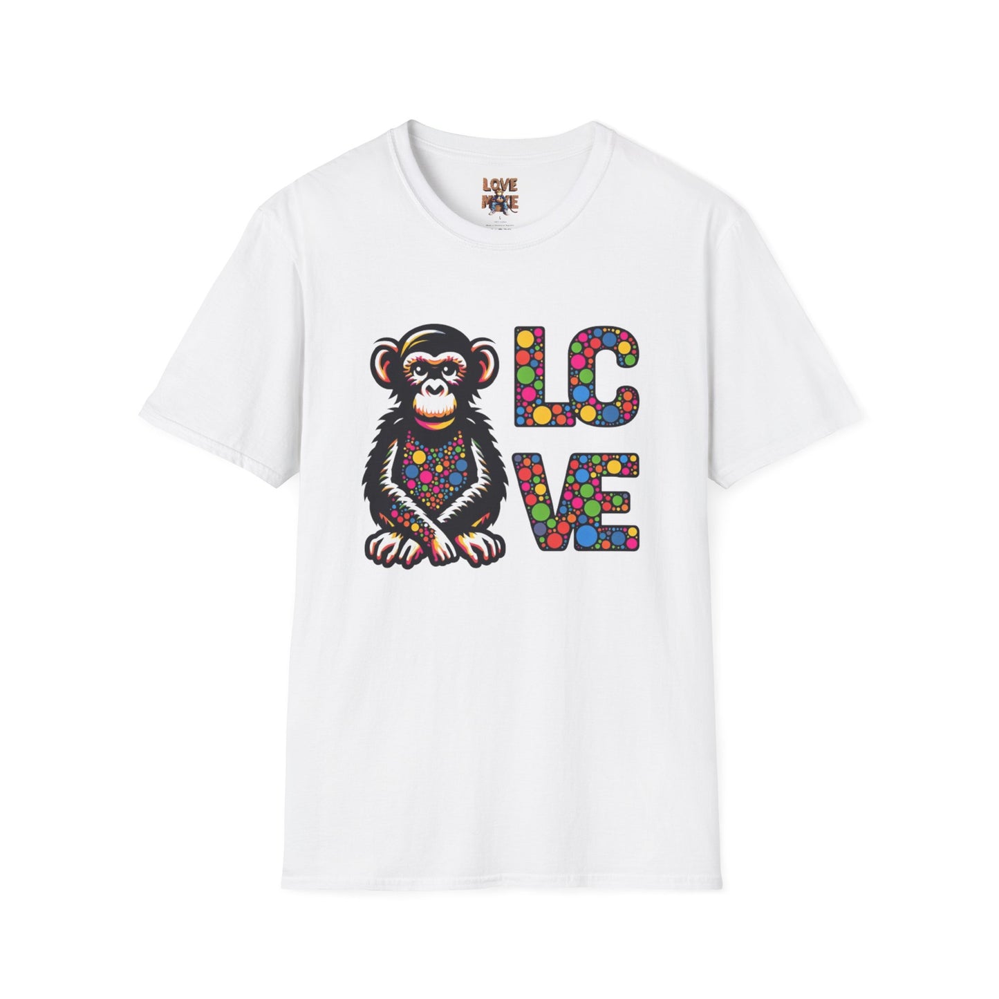 T-Shirt Love Monkey - Unisex Softstyle Casual Wear, Fashionable & Unique Gift for Friends, Family, Birthdays and More