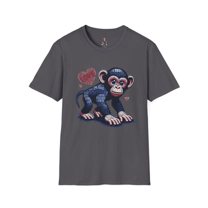 T-Shirt Love Monkey - Cool, Stylish & Trendy Unisex Softstyle Tee for Casual Wear, Perfect Gift for Friends and Family