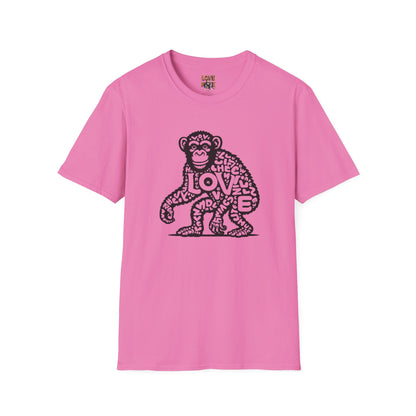 T-shirt with Love Monkey Print, Stylish & Cool Casual Wear, Great for Expressing Personality, Perfect Gift Idea