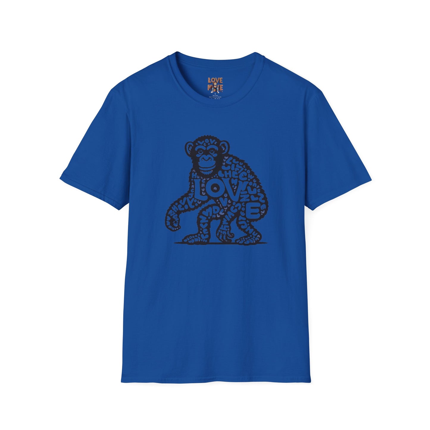 T-shirt with Love Monkey Print, Stylish & Cool Casual Wear, Great for Expressing Personality, Perfect Gift Idea