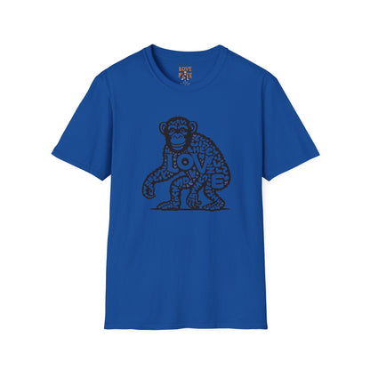 T-shirt with Love Monkey Print, Stylish & Cool Casual Wear, Great for Expressing Personality, Perfect Gift Idea