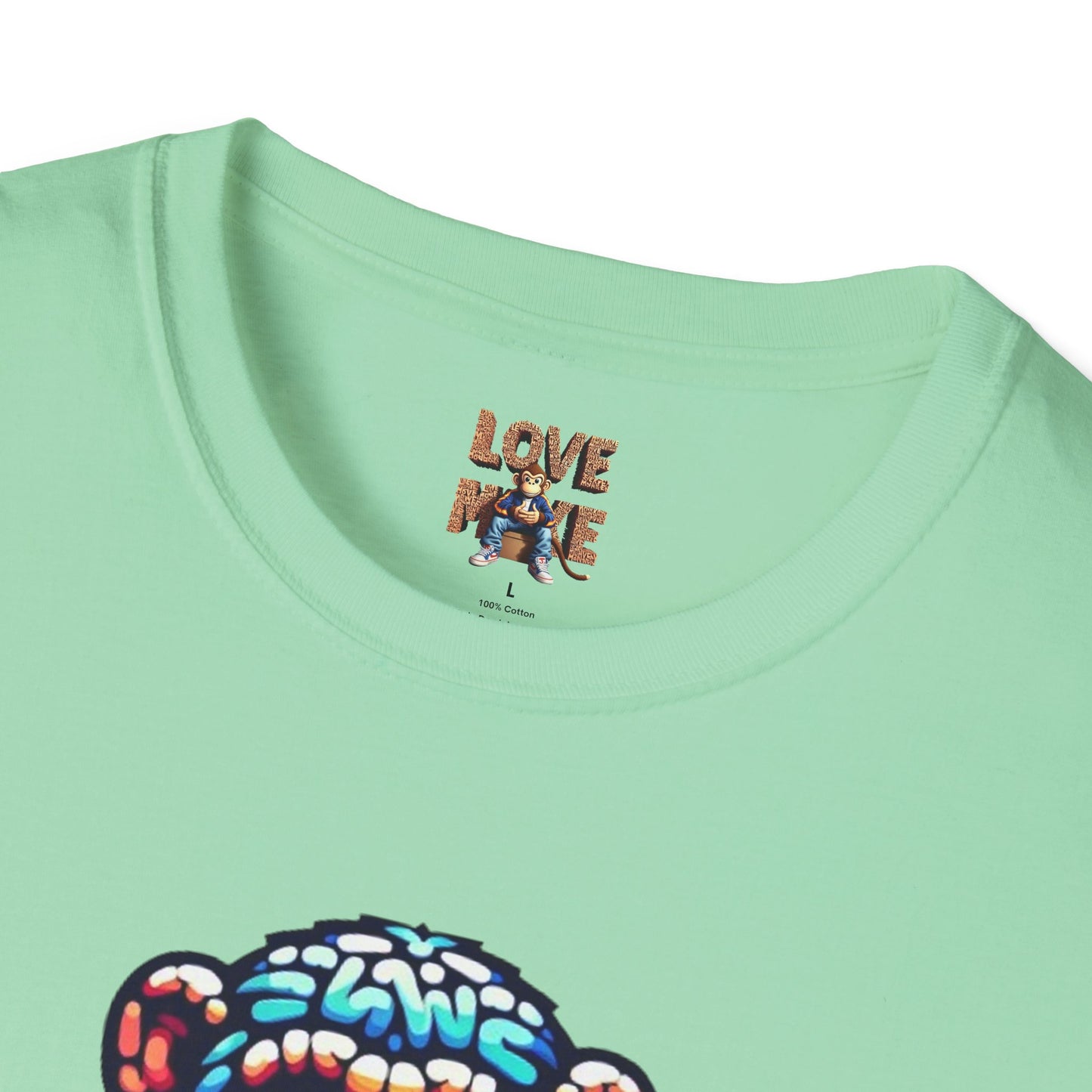 Love Monkey T-Shirt - Unisex Softstyle Tee - Playful Everyday Wear - Great Gift for Him & Her