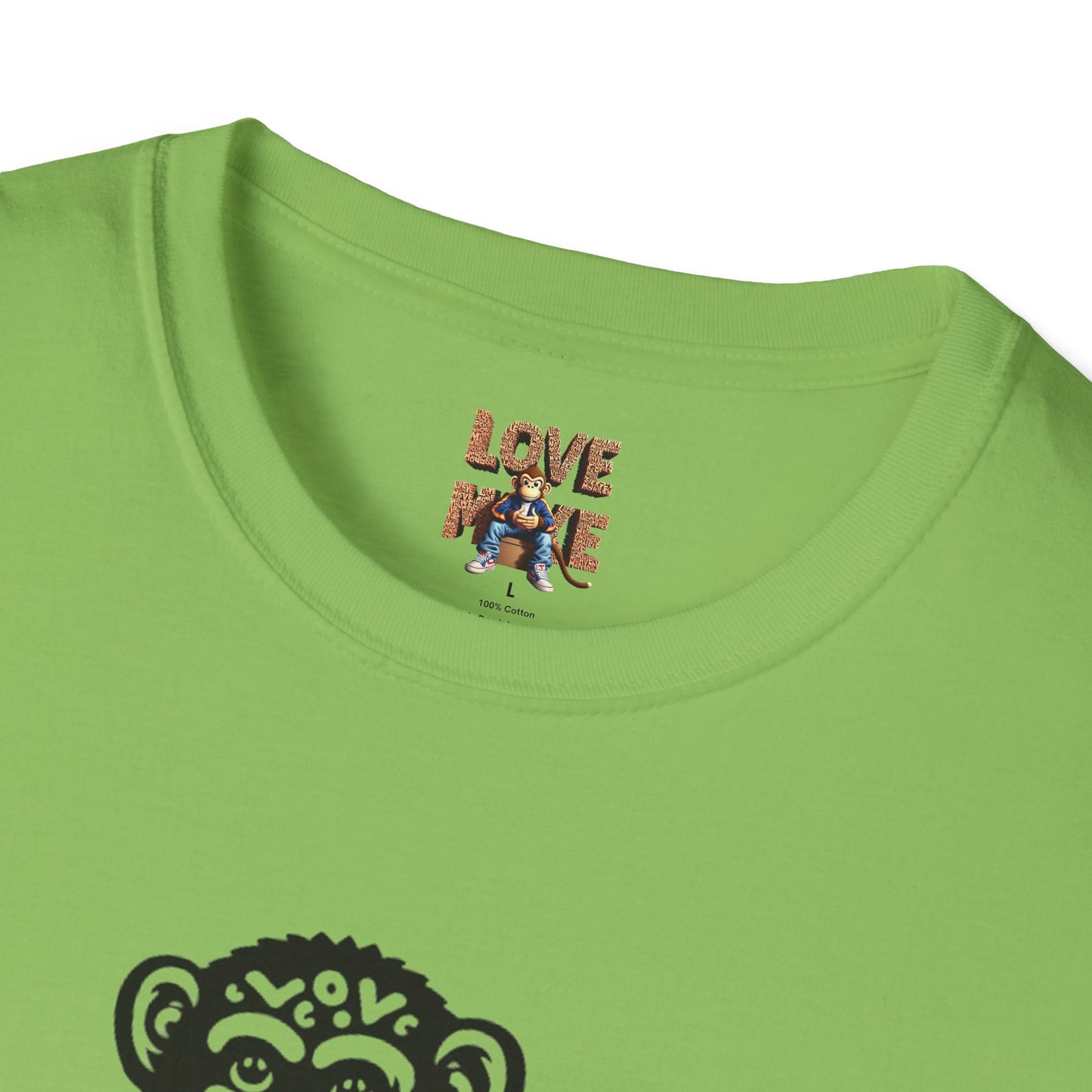 T-shirt with Love Monkey Print, Stylish & Cool Casual Wear, Great for Expressing Personality, Perfect Gift Idea