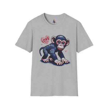 T-Shirt Love Monkey - Cool, Stylish & Trendy Unisex Softstyle Tee for Casual Wear, Perfect Gift for Friends and Family