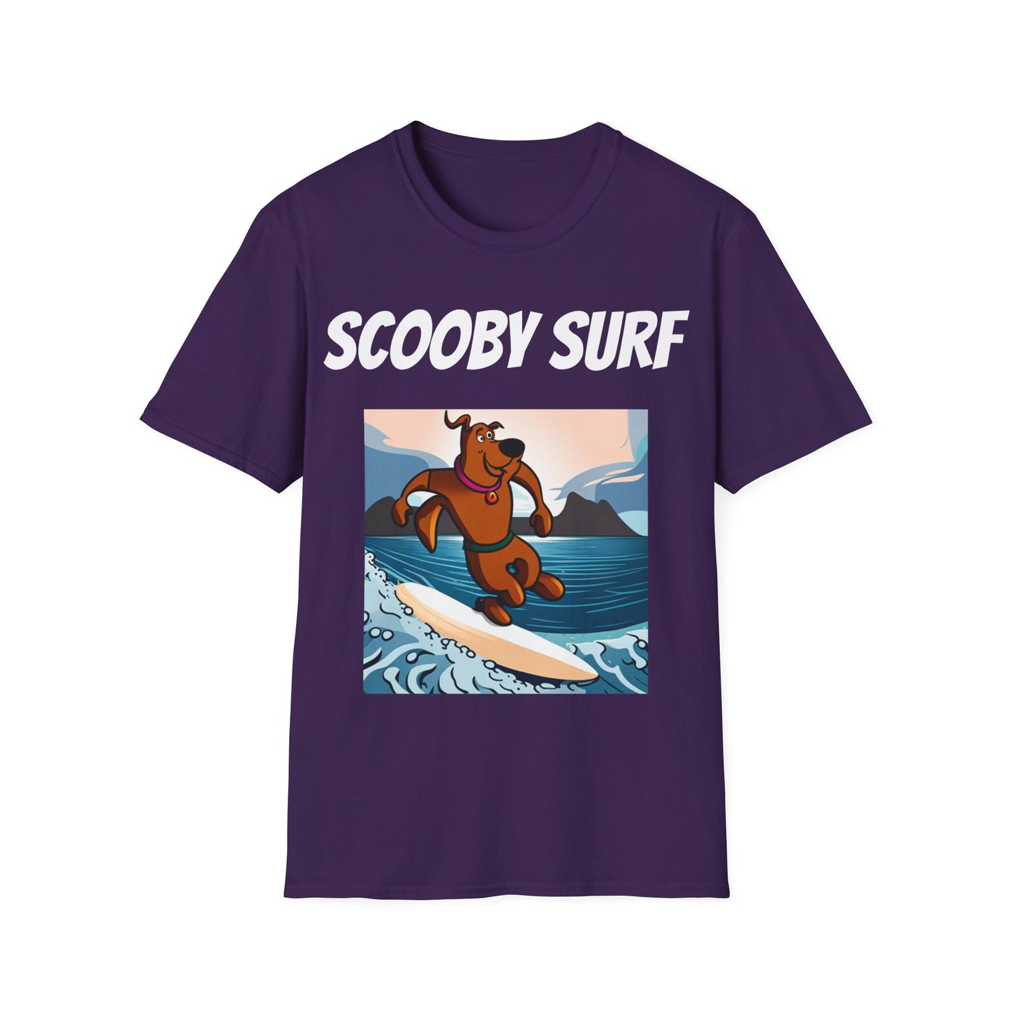Surfing T-Shirt Scooby Surf - Unisex Softstyle Tee, Perfect for Beach Lovers & Water Sports Enthusiasts, Great Gift Idea