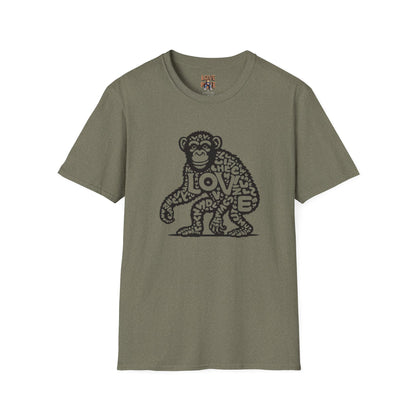 T-shirt with Love Monkey Print, Stylish & Cool Casual Wear, Great for Expressing Personality, Perfect Gift Idea
