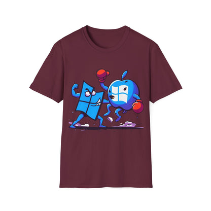 Microsoft Fighting Apple T-Shirt, Geeky Windows vs Mac Tee, Tech Enthusiast Apparel, Unique Gift for Computer Nerds