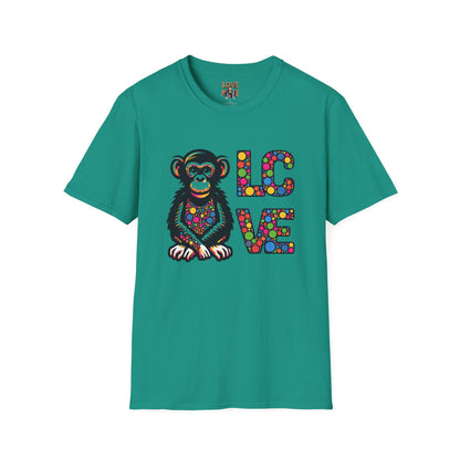 T-Shirt Love Monkey - Unisex Softstyle Casual Wear, Fashionable & Unique Gift for Friends, Family, Birthdays and More