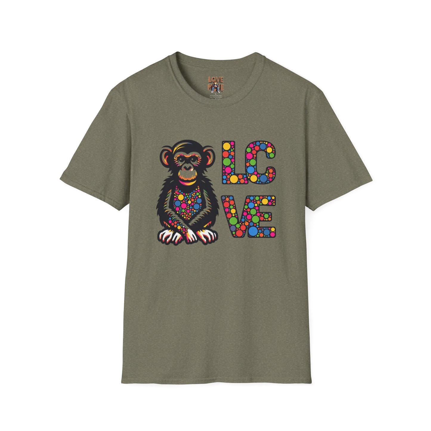 T-Shirt Love Monkey - Unisex Softstyle Casual Wear, Fashionable & Unique Gift for Friends, Family, Birthdays and More