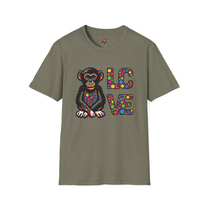 T-Shirt Love Monkey - Unisex Softstyle Casual Wear, Fashionable & Unique Gift for Friends, Family, Birthdays and More