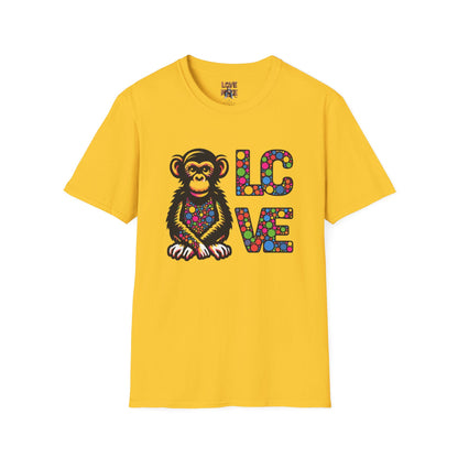 T-Shirt Love Monkey - Unisex Softstyle Casual Wear, Fashionable & Unique Gift for Friends, Family, Birthdays and More
