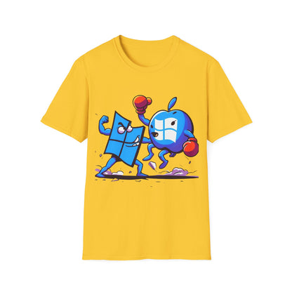 Microsoft Fighting Apple T-Shirt, Geeky Windows vs Mac Tee, Tech Enthusiast Apparel, Unique Gift for Computer Nerds