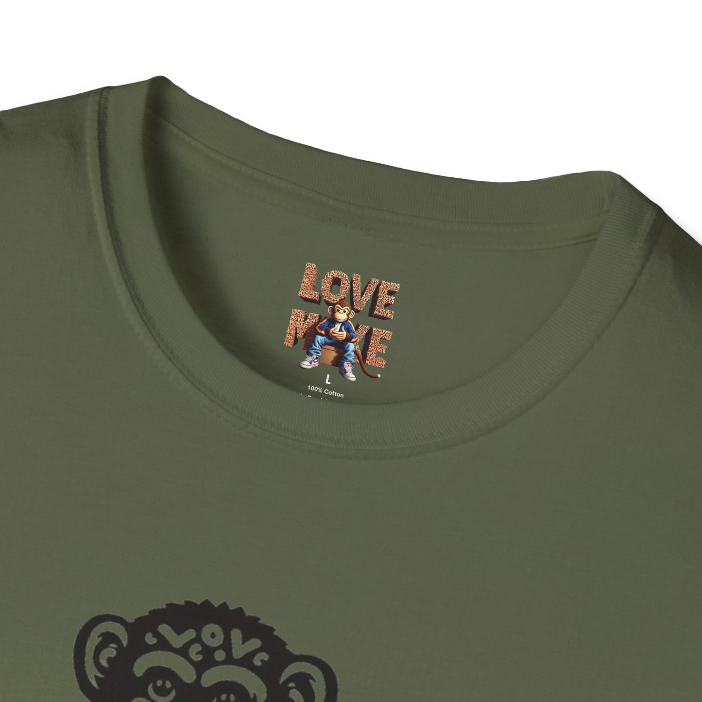 T-shirt with Love Monkey Print, Stylish & Cool Casual Wear, Great for Expressing Personality, Perfect Gift Idea