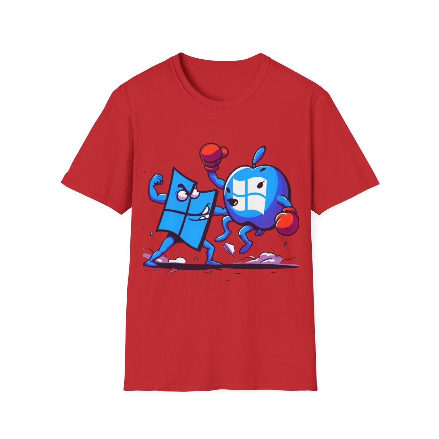Microsoft Fighting Apple T-Shirt, Geeky Windows vs Mac Tee, Tech Enthusiast Apparel, Unique Gift for Computer Nerds