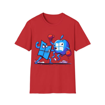 Microsoft Fighting Apple T-Shirt, Geeky Windows vs Mac Tee, Tech Enthusiast Apparel, Unique Gift for Computer Nerds