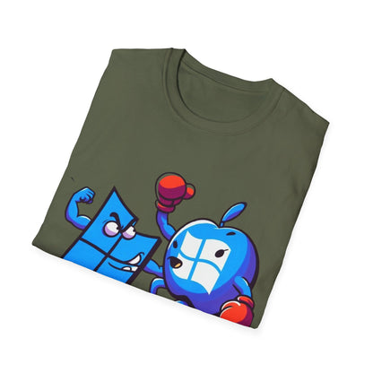 Microsoft Fighting Apple T-Shirt, Geeky Windows vs Mac Tee, Tech Enthusiast Apparel, Unique Gift for Computer Nerds