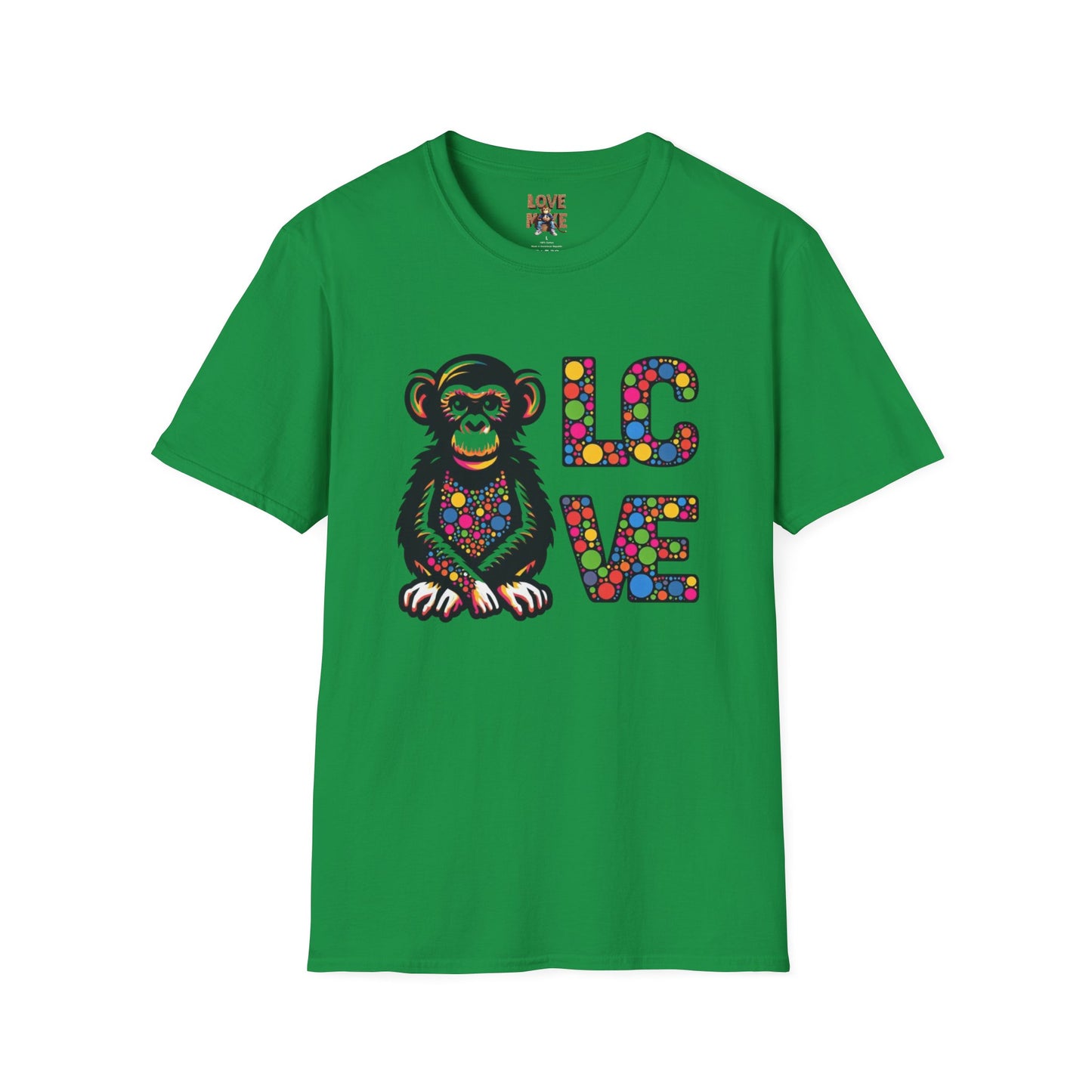 T-Shirt Love Monkey - Unisex Softstyle Casual Wear, Fashionable & Unique Gift for Friends, Family, Birthdays and More