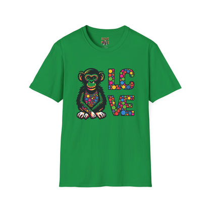 T-Shirt Love Monkey - Unisex Softstyle Casual Wear, Fashionable & Unique Gift for Friends, Family, Birthdays and More