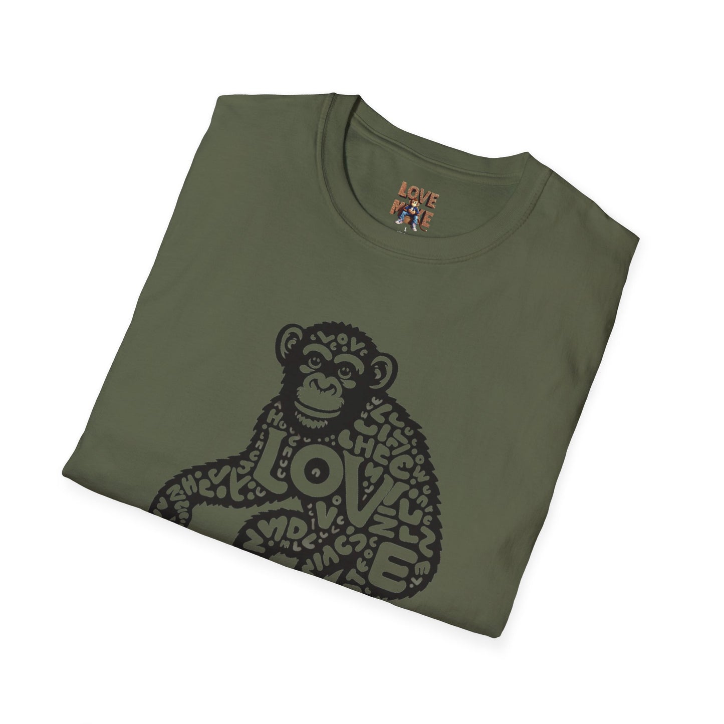 T-shirt with Love Monkey Print, Stylish & Cool Casual Wear, Great for Expressing Personality, Perfect Gift Idea