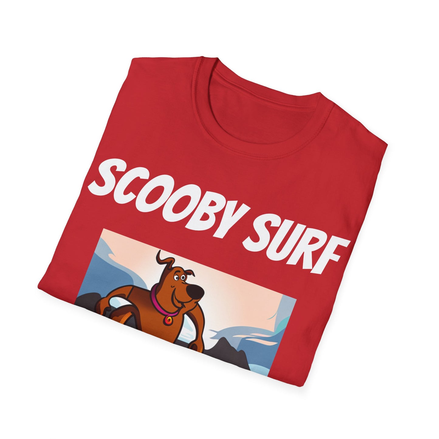 Surfing T-Shirt Scooby Surf - Unisex Softstyle Tee, Perfect for Beach Lovers & Water Sports Enthusiasts, Great Gift Idea