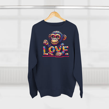 Love Monkey Sweatshirt, Unisex Premium Crewneck, Cozy Casual Wear for Him & Her, Ideal Christmas or Birthday Gift